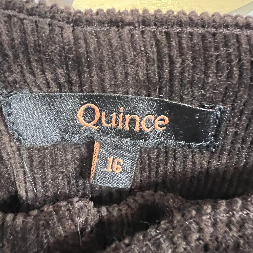Quince Corduroy Cropped Wide Leg Pants Women's Size 16 Chocolate Brown 36X26.5 - Picture 5 of 9